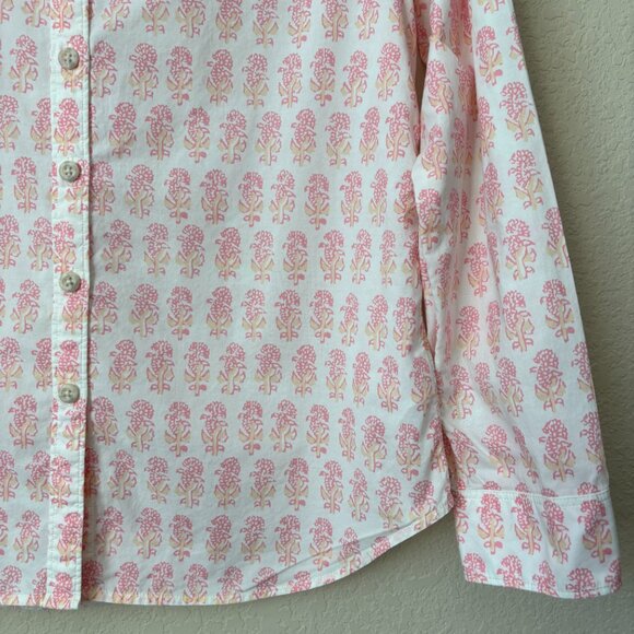 Faherty Organic Cotton Malibu Pink Taj Floral Long Sleeve Boyfriend Shirt - Picture 6 of 12